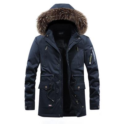 New Fashion Cotton Jacket Thickened and Velvet Mid-length Cotton Jacket Wash Men
