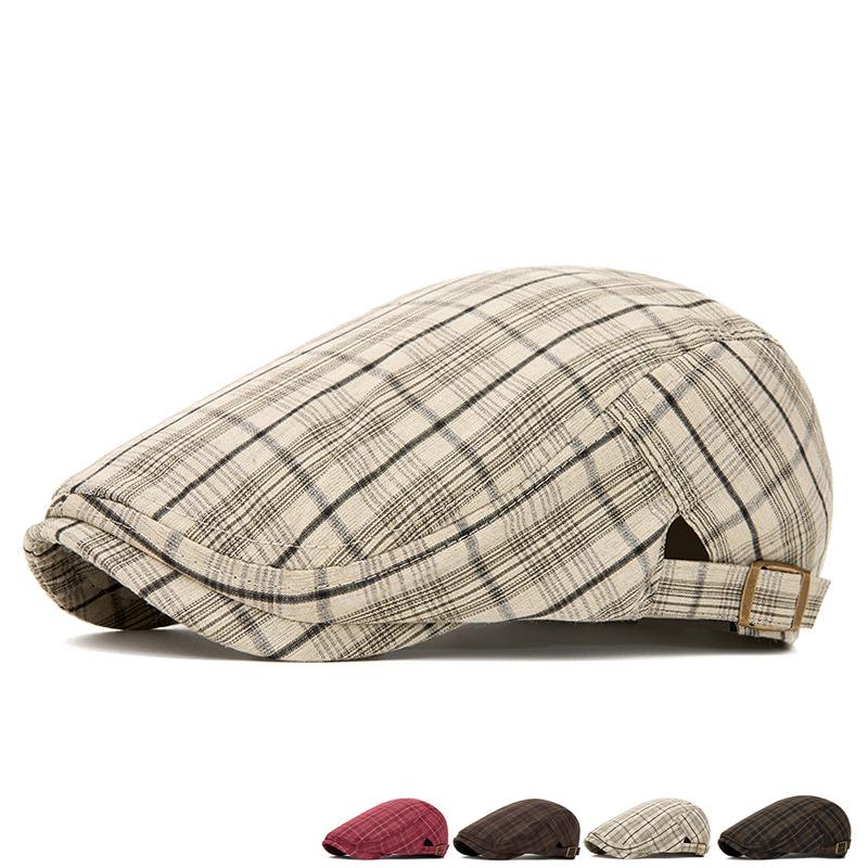 Spring Summer Thin British Plaid Beret Men Women Retro Forward Cap Outdoor Sunscreen Breathable Cap