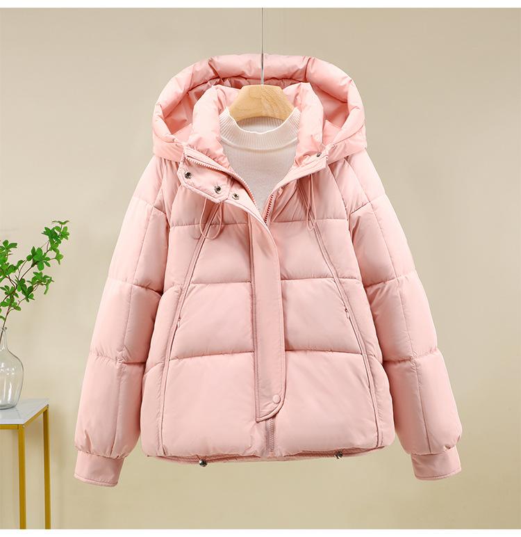 Giacca Invernale da Donna Corta con Cappuccio Antivento Ispessita Calda con Maniche Raglan