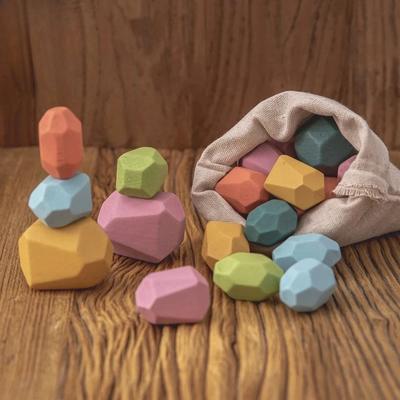 Holz Regenbogensteine Block Bunt Holzbaustein Regenbogen Stapler Balancierstein Montessori Lernspielzeug Kinder