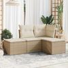 VidaXL Garden Lounge Set with Cushions 4 Pcs Beige Braided Resin 3217478