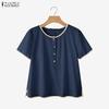 Lässige Bluse mit Rundhalsausschnitt, einfarbig, locker und kurzärmelig für Damen