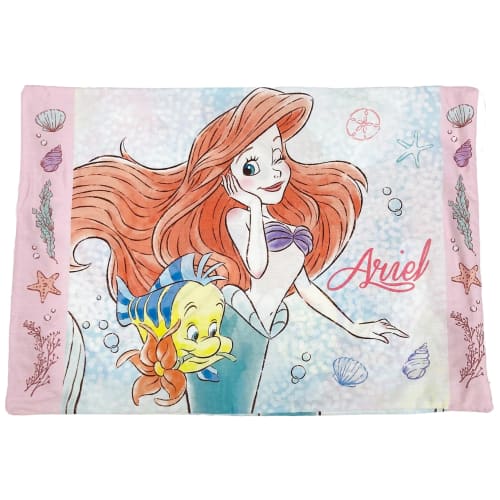 MORIPiLO Children's Pillowcase, Low-Profile, Disney Ariel and Flounder, Pink, Approx. 28x39cm, Skin-Friendly 100% Cotton, Washable, Character Merchand