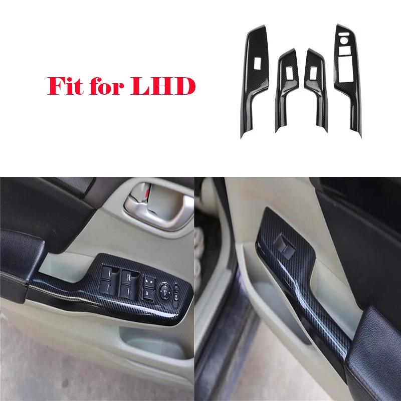 LHD RHD For Honda Civic 9TH 2012-2014 ABS carbon fiber  Accessorie Window Glass Lift Switch gear shift Panel rearview cap Cover