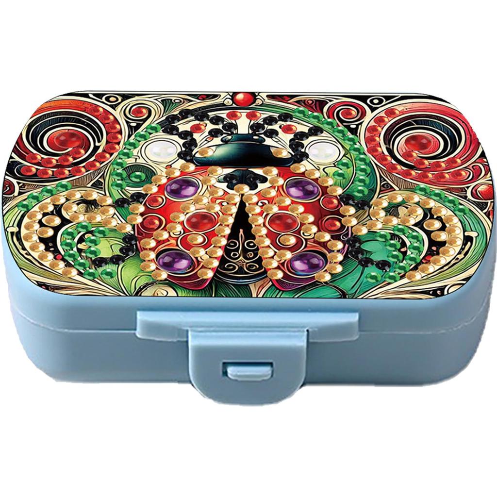 Heart 5D DIY Diamond Painting Dot Pill Case Diamond Painting Pill Dispenser 6 Grid Moisture-proof Pill Organizer for Art Craft