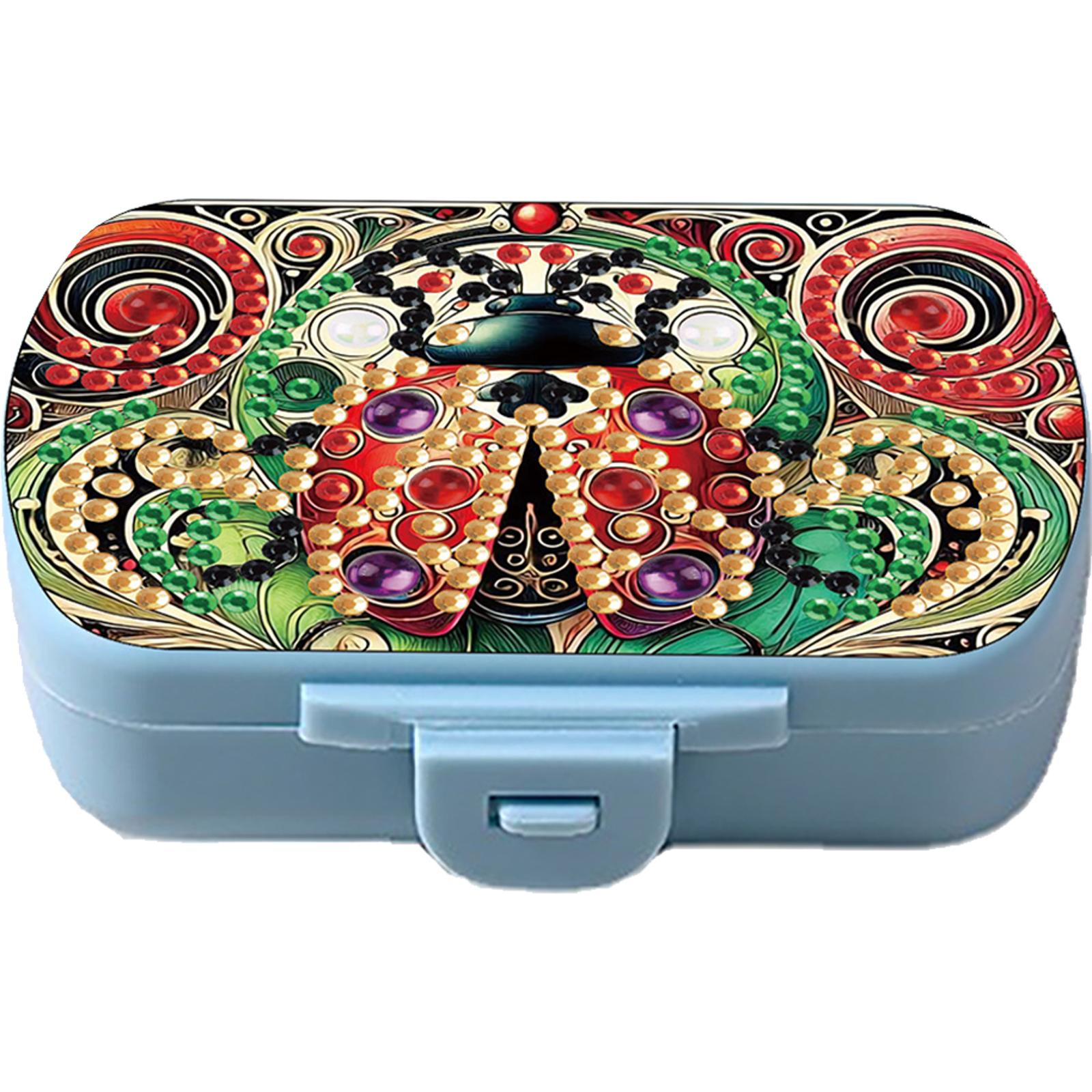 

Heart 5D DIY Diamond Painting Dot Pill Case Diamond Art Pill Storage Box 6 Grid Moisture-proof Pill Organizer for Outdoor Travel
