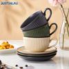  Ceramic Mugs Retro Pumpkin Cup Coffee Cups with Saucer Set European Style Latte Espresso Mug Afternoon Tea Cup Kitchen