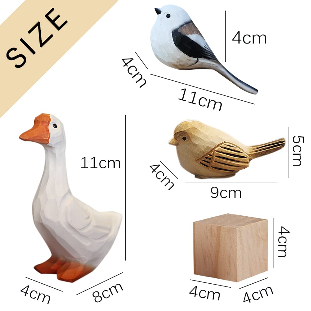 HIGHAWK Wooden Bird Ornament, Entryway Ornament, Cute Animal, Wood Carving, Toy, Gift for Kids, 3D Ornament, Bird Lover's Decor (Fat Bird, Ornamental