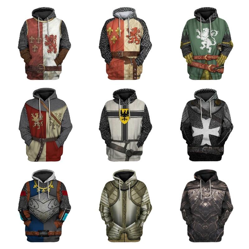 Medieval Hoodie Knight 3d Printed Seatershirt Hooded Pullover Men Women Tops