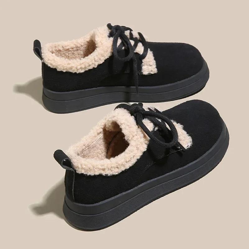 

Модные женские тапочки на плоской подошве, платформа, новые, роскошные, зимние, женские туфли бокен, плюшевые, модные, ретро, туфли-бобы, хлопковые женские ботинки 35 чёрный