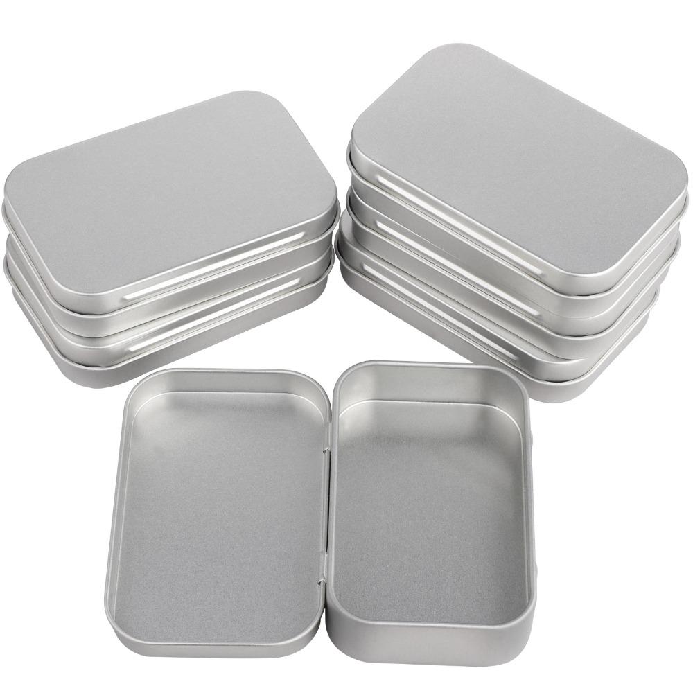 6Pcs Mini Metal Metal Storage Box Silver 9.5x6x2cm Small Storage Box Empty Tinplate Box Christmas Present