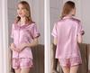 MAYUDAMA Silk Luxurious Silk Pajamas for Short Open Elegant Plus Sizes Available in Various Sizes and Colors 100% Women, Sleeve, Front, Two-Piece Set,