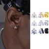 AAA CZ Stone Stud Earrings for Men Boys,Small Triangle Metal Earrings with Stainless Steel Butterfly Buckle,Casual Jewelry Gifts