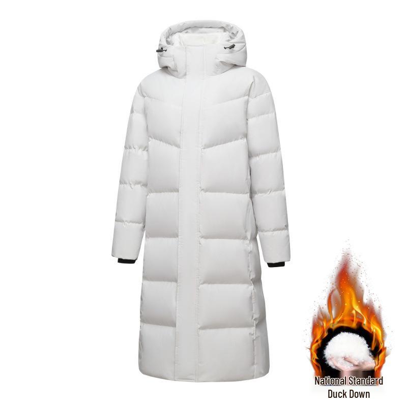 Unisex Long Winter Over-the-Knee Down Coat - Warm & Windproof, Beijing Film Academy Style