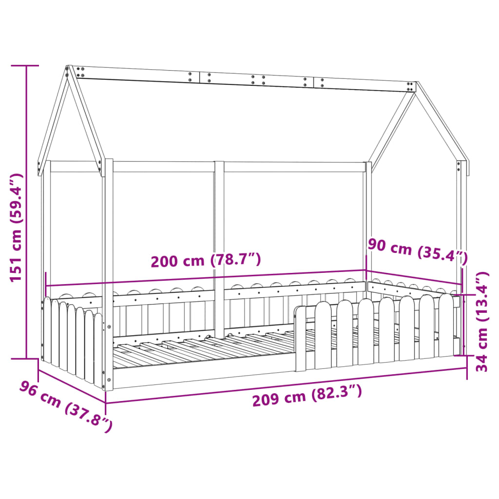 Children S Bed House Bed White 90x200 Cm Solid Pine Wood