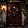 Outdoor Courtyard Holiday Ornament Gothic Black White Blue Rose Twig Wreath 15 Inch Halloween Skull Wreath Garland for Wall with Twisted Branches And