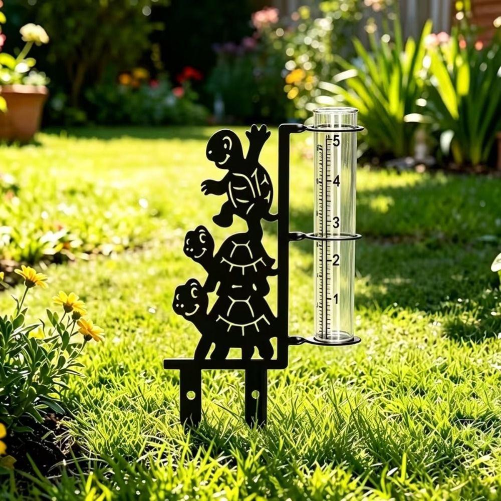 Rustproof Outdoor Glass Tube Rain Gauge Removable Garden Stake Rain Water Collector Outdoor Garden