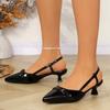Belt Buckle Wrapped Toe Sandals Fashion Pointed Toe Shallow Mouth One Strap Non-Slip Stiletto Shoes
