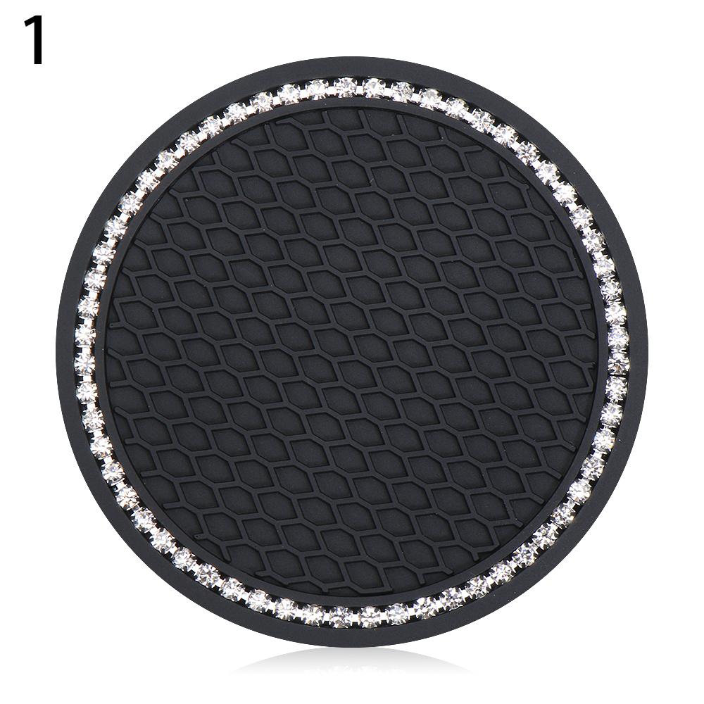 7CM Round Cup Holder Dog Paw Pattern Rhinestone Soft Silicone Anti Slip Mats Bling Crystal Car Coasters Interior Accessories