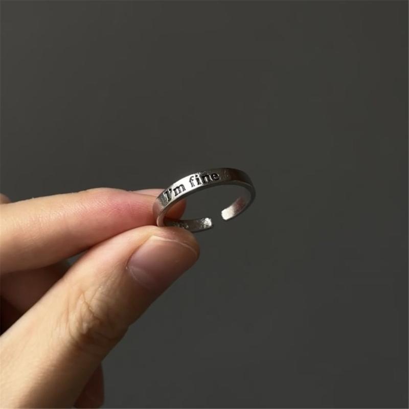 Mir geht es gut, rette mich Mode Einfache Ringe für Männer und Frauen Inspirierendes Accessoire Handgefertigter Gravierter Legierungs Schmuck