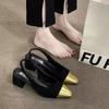 Coarse heel high heels French small sandals women's spring and summer new temperament square head with skirt single shoes