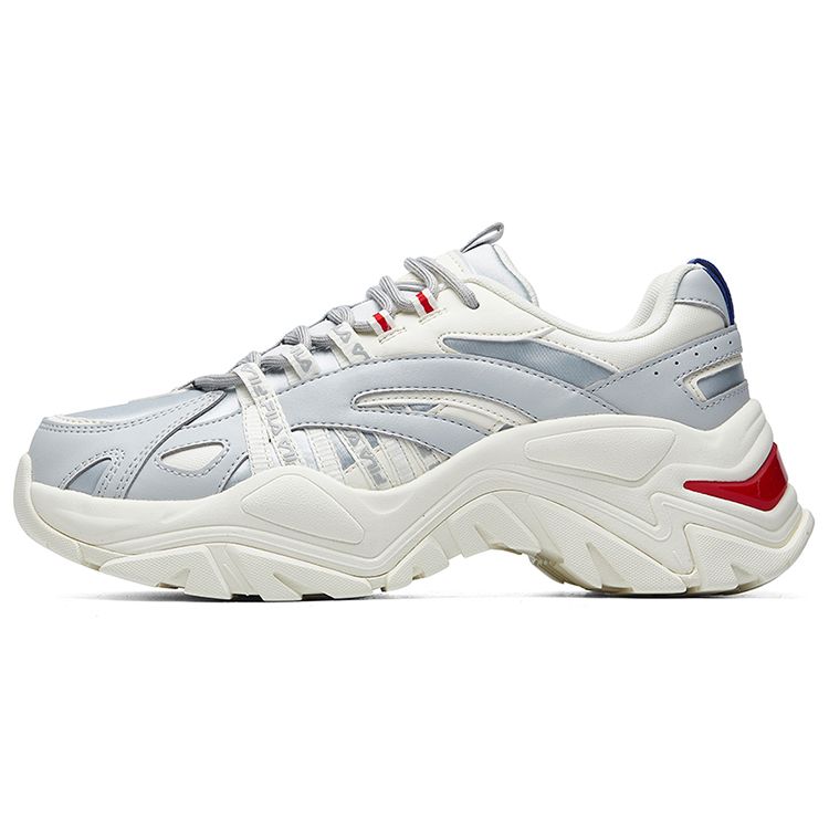 Fila Fisherman Round Toe Lace-Up Low-Top Dad Shoes Women Sneaker Gray White Red F12W044115FGS