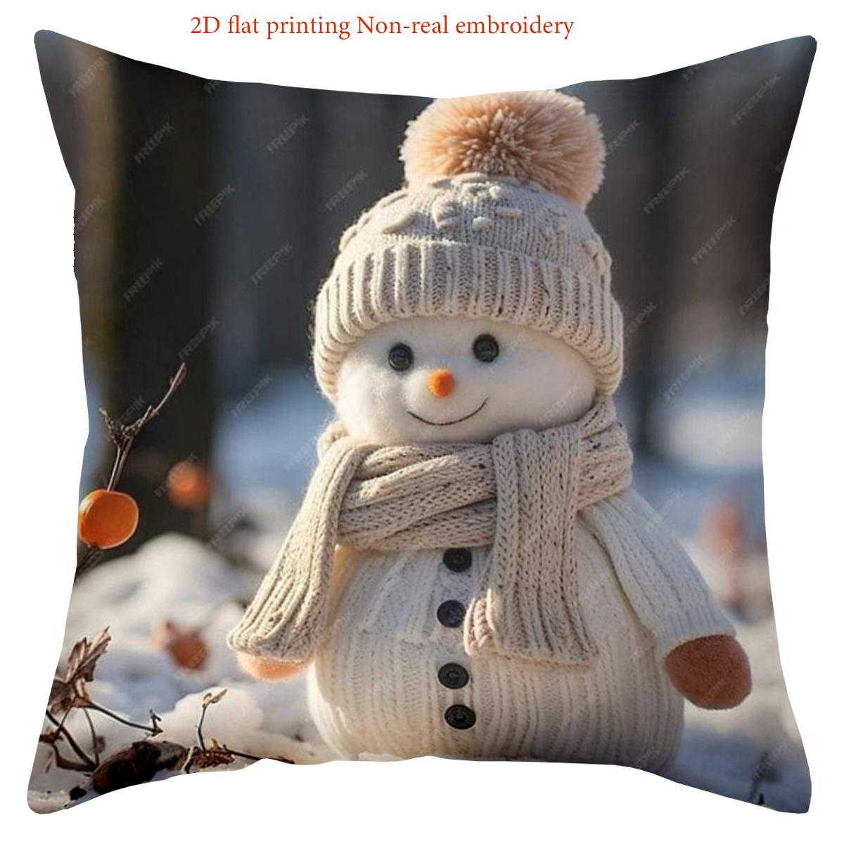 

Winter Snowman Patterned 2D Flat Printing Pillows Polyester pillowcase, sofa decorative cushion cov Headboard Pillow 45x45cm