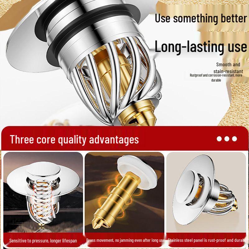 Universal Leak-Proof Press-Type Pop-Up Basin Stopper - Anti-Odor Sink Drainer