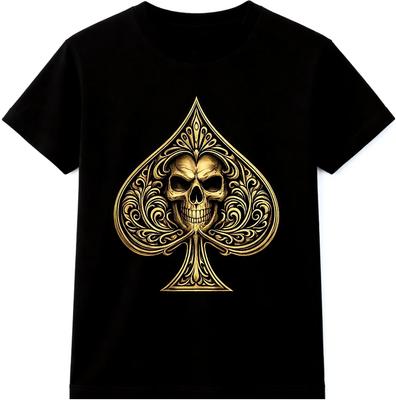 Totenkopf Pik T-Shirt Gothic Vintage Spielkarten Emblem Grafik T-Shirt