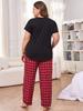 Women's Plus Size Spring/Summer Pajamas - Short Sleeve Top & Long Pants Homewear