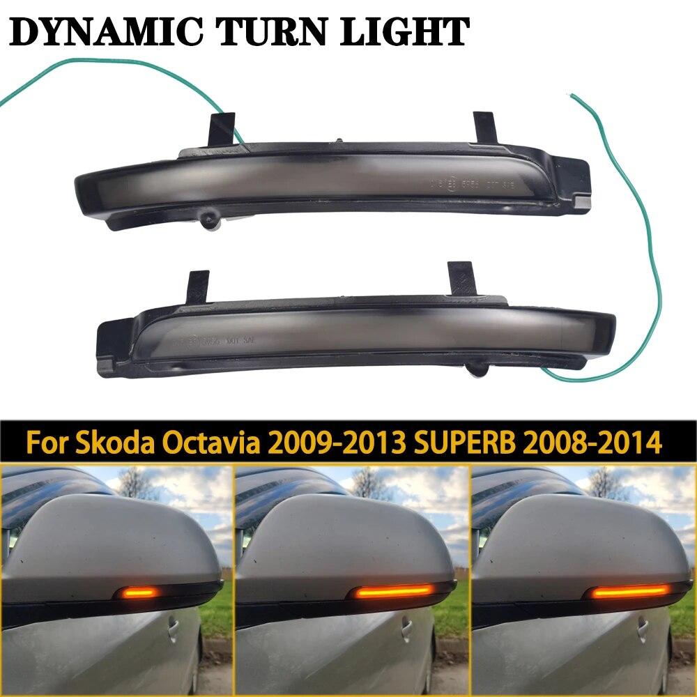 2 Pieces For Skoda Octavia 2009-2013 SUPERB 2008-2014 Dynamic LED Turn Signal Blinker Mirror Flasher Light