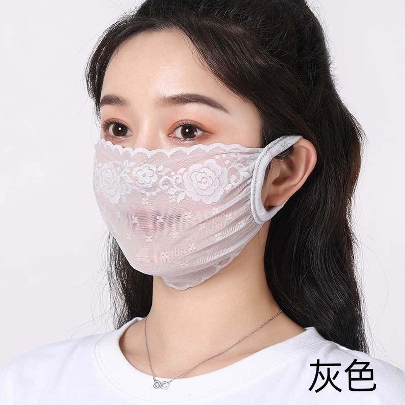 Lace Anti-Uv Sunscreen Mask Breathable Ear Cord Face Cover Scarf Hanging Ear Dust-Proof Scarves Mask Summer Dust-Proof Veil