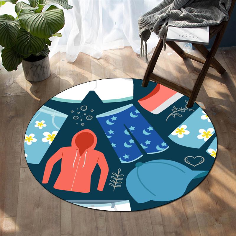 Cartoon-Druck Heimdekoration runder Teppich Wohnzimmermatte Kinderboden runder Teppich Yogamatte Schlafzimmer Gaming-Stuhlmatte