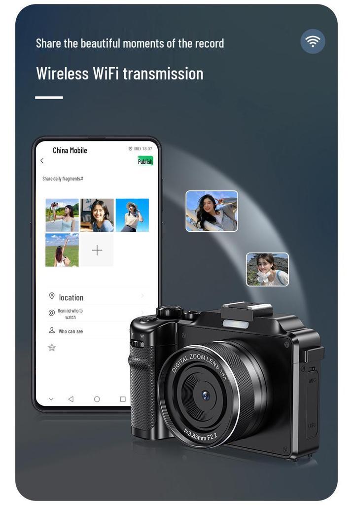 8K Dual Lens HD Camera with Optical Zoom, WiFi, and Filters