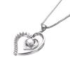 Versatile Japanese and Korean Silver Rose Gold White Diamond + Double Love Women's Necklace