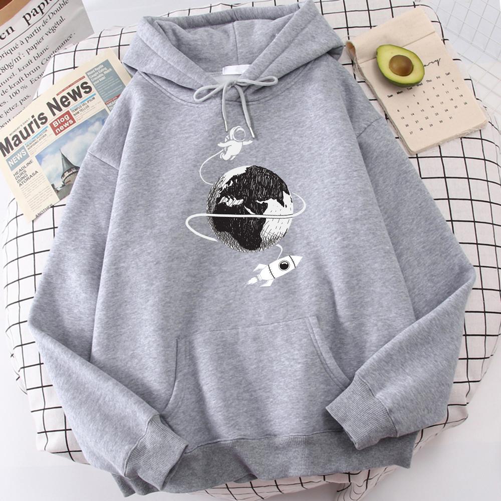 Astronaut Spaceship Lunar Surface Print Hoodie For Men Street Fleece Hoody Hipster S-Xxl Sweatshirt Hip Hop Quality Tracksuit