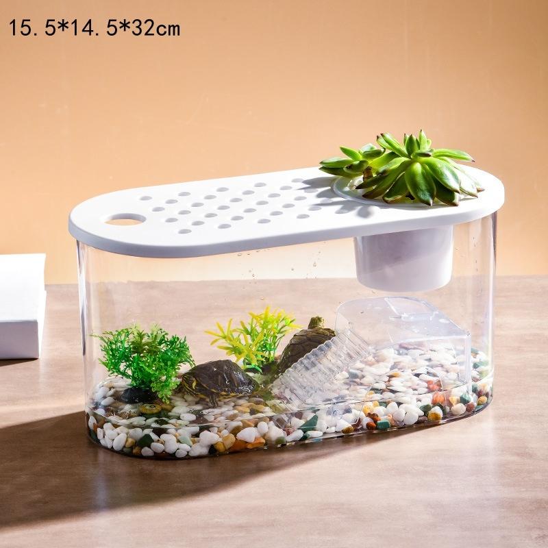 Transparent Micro Landscape Ecological Fish Turtle Tank Hydroponics Aquaponic Planter Breeding Box Aquariums Table Decoration