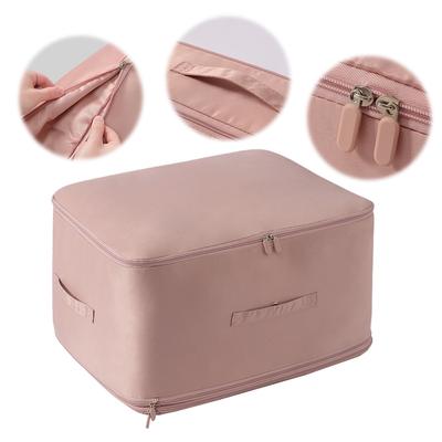 Quilt Storage Bag Self Compression Organizer Large Capacity Blanket Storage Container with Sturdy Handle for Home Dormitory