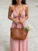 European and American Summer Striped Deep V Neck Dress Holiday Wind Backless Waist Thin Dress