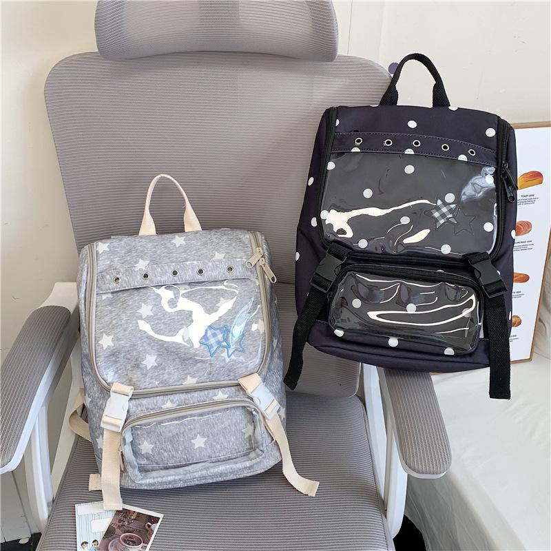 Schoolbag Korean version of college style transparent schoolbag female class commute middle and high school students backpack pain bag versatile