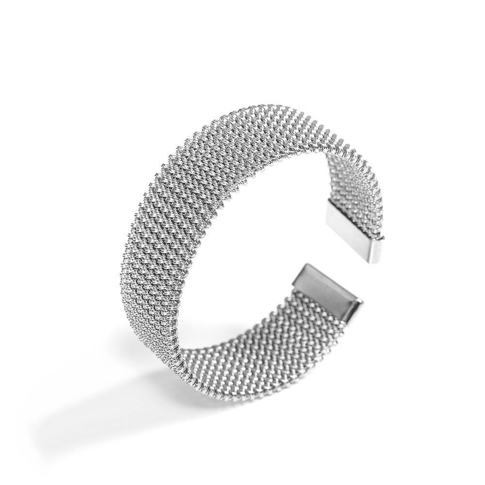 Waterproof Weave Cuff Bracelet Golden/Silver Plated Open Cuff Bangle  Party Wear серебряный