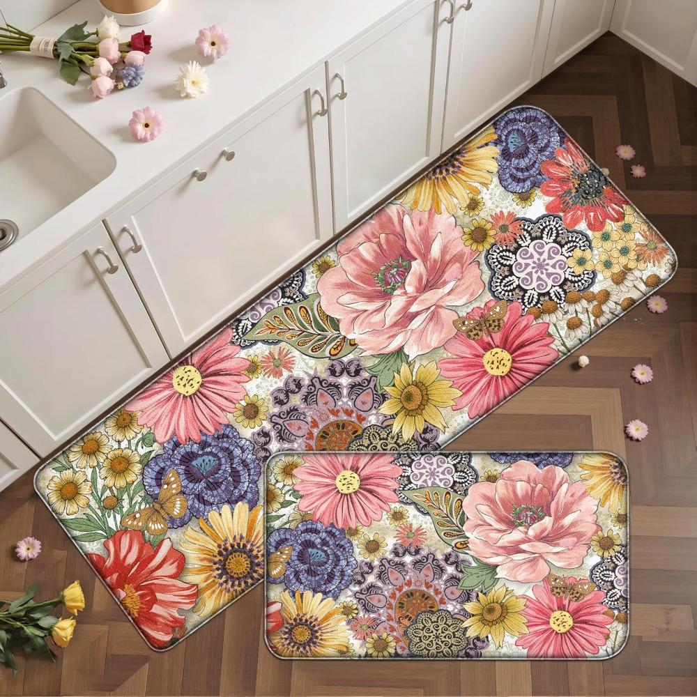 High Quality Boho Floral Kitchen Floor Mats Absorbent Quick-drying Floor Rug Non-slip Thickened Entrance Door Mat Household