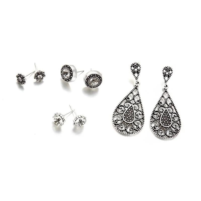 

Набор ретро серег-капель с подвесками, 4 пары/набор, серьги-капли, красные полые женские юбилейные модные серьги-капли, аксессуары, подарки A