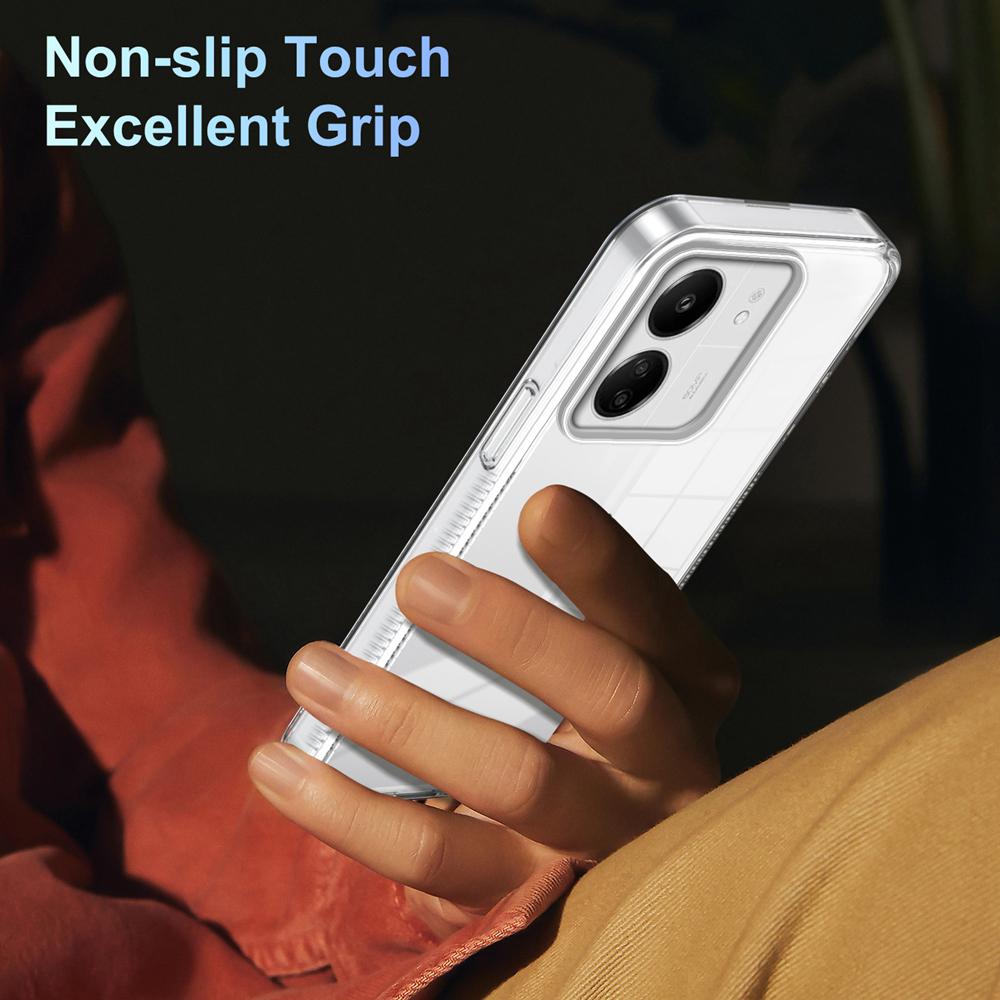 KEYSION Transparent Case for Xiaomi POCO C65 Soft TPU+PC Anti-slip HD Clear Shockproof Phone Back Cover for Redmi 13C 4G 5G