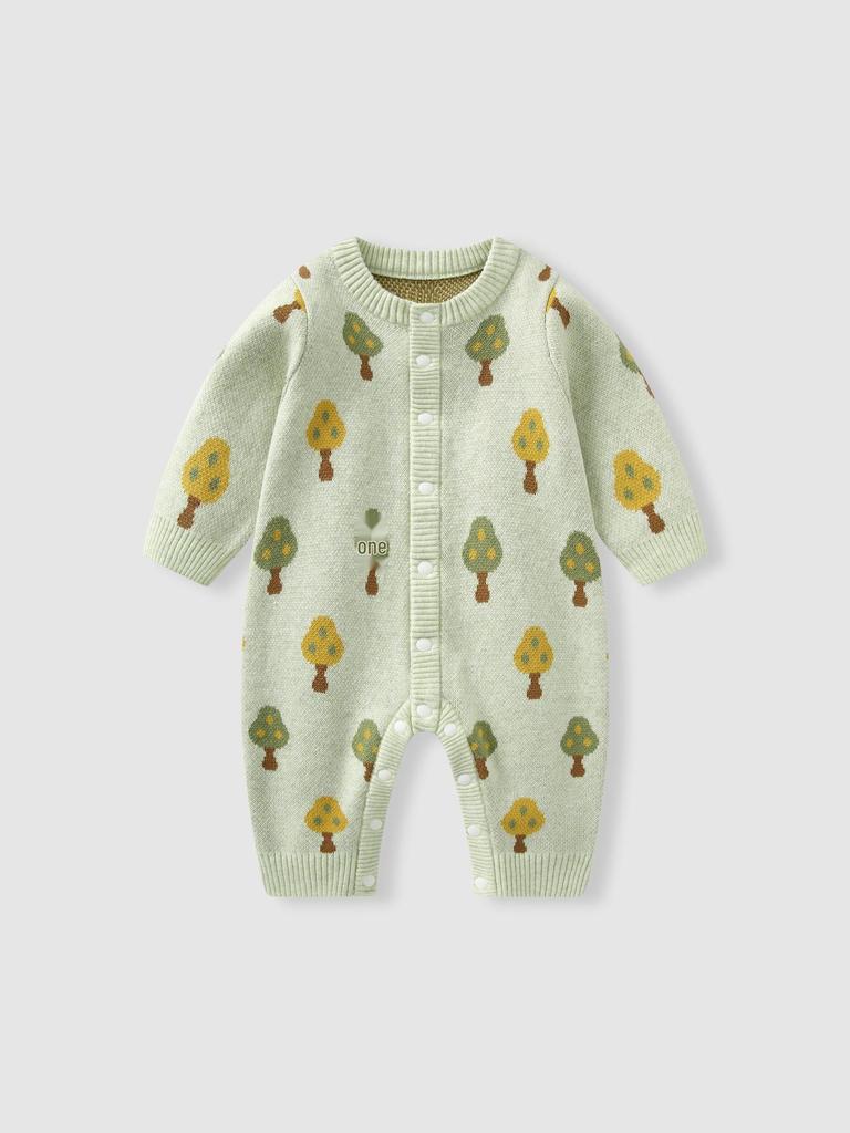 2026 Spring Collection: Newborn Baby Girls' Knit Romper - 100 Days Outdoor Wear