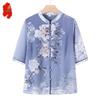 Women's Floral Chiffon Blouse for Middle-Aged and Elderly
