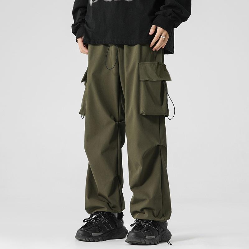 Overalls Men's Spring and Autumn Loose Straight Versatile Casual Pants Solid Color Sports Wide Leg Pants Boys