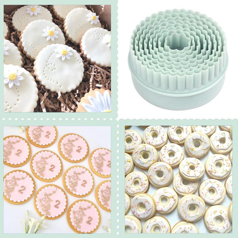 8 sztuk/zestaw okrągłe foremki do ciastek koronka falowa okrągła prasa ręczna forma do ciastek fondant ciasto pierogi narzędzia dekoracyjne artykuły do pieczenia
