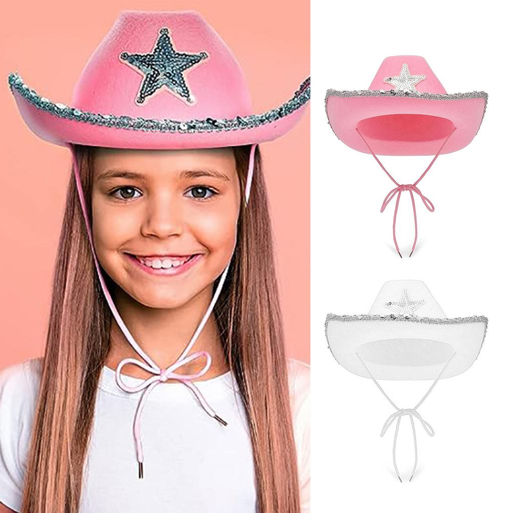 Funny Party Hats Cowgirl Hat Glitter Trims Ladies Cowboy Hats for Womens Pink Western Cowgirl Hat Glow Hats