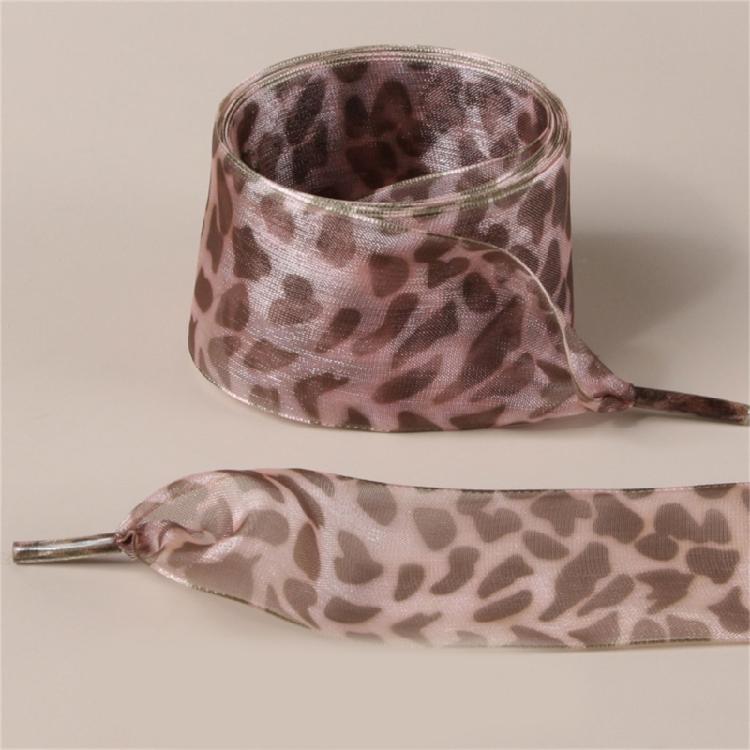 1 Pair Leopard Print Sheer Gauze Shoe Laces for Women Casual Shoes Sneakers 4CM Width Decorative Shoelaces Shoestrings